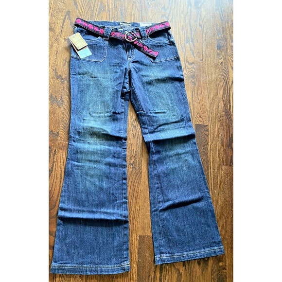 Sonoma Denim - NWT Sonoma 12 jeans flare leg cargo pocket dark blue 12 stretch Belt Brand New